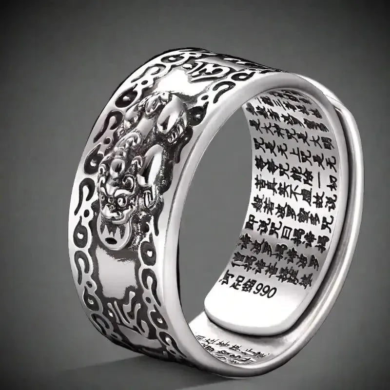 Bague Ajustable «Sutra du Cœur» en argent plaqué thaïlandais