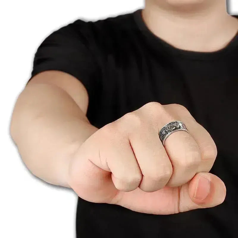 Bague Ajustable «Sutra du Cœur» en argent plaqué thaïlandais