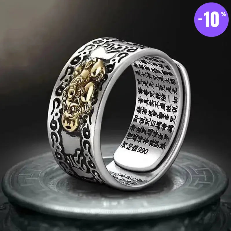 Bague Ajustable «Sutra du Cœur» en argent thaïlandais