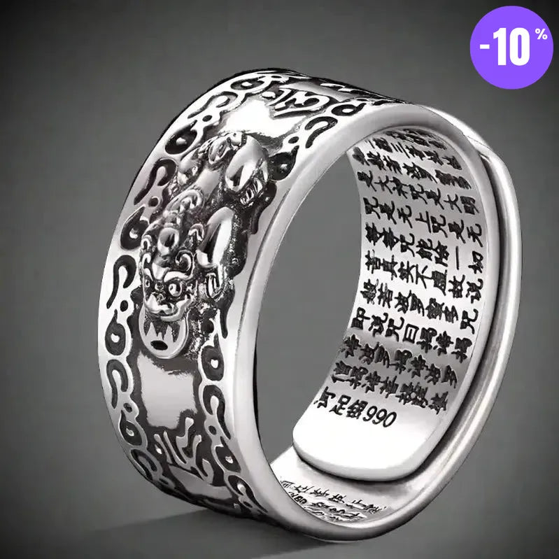 Bague Ajustable «Sutra du Cœur» en argent thaïlandais