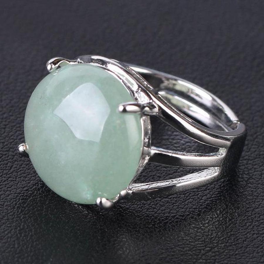 Bague cabochon en pierre sertie griffes