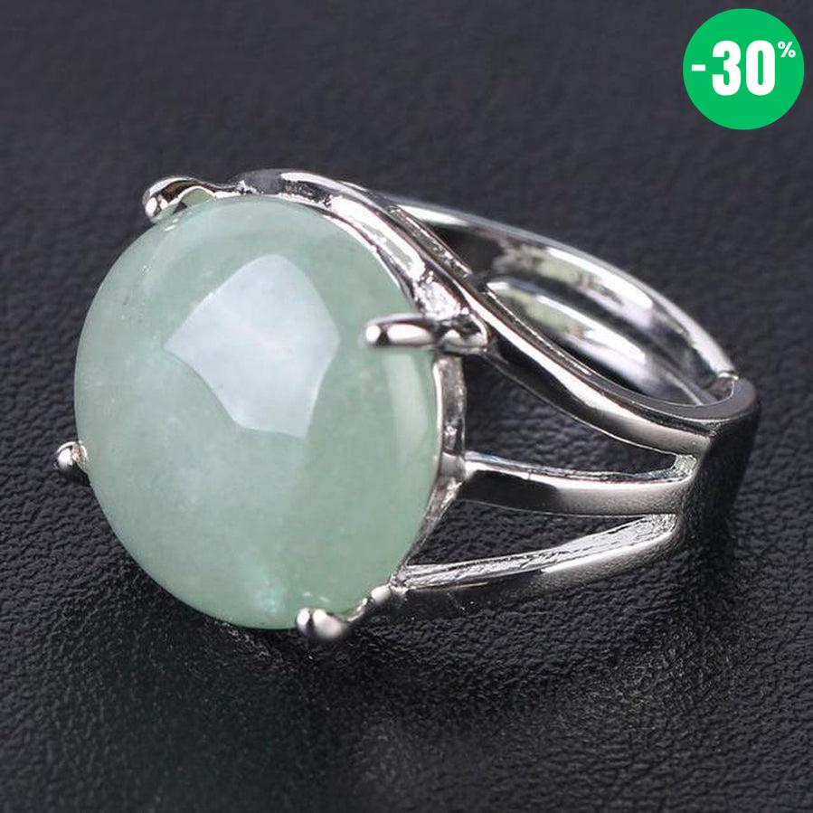 Bague cabochon en pierre sertie griffes