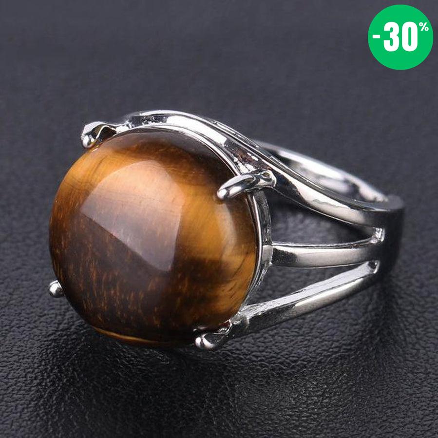 Bague cabochon en pierre sertie griffes