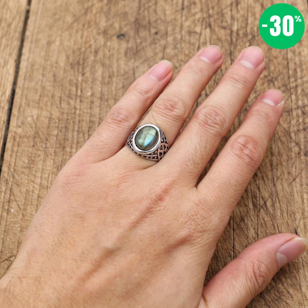 Bague de style antique en Labradorite (taille ajustable)