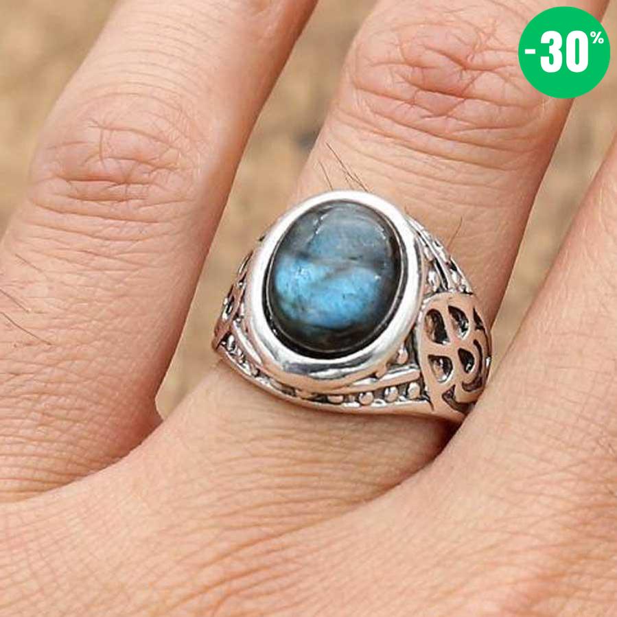 Bague de style antique en Labradorite (taille ajustable)