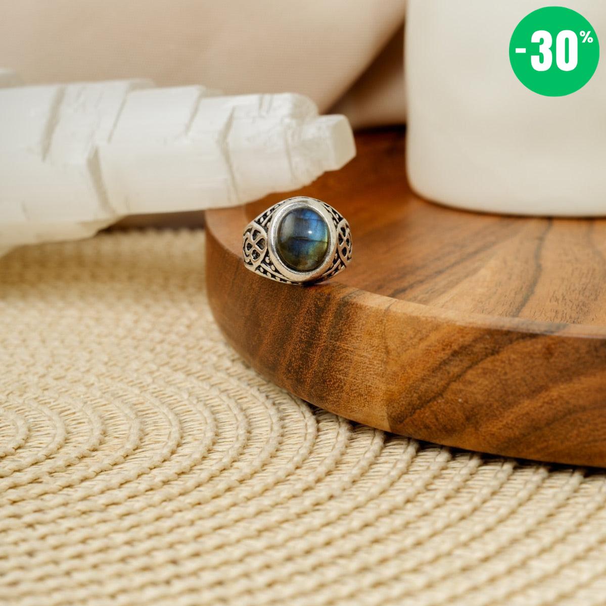 Bague de style antique en Labradorite (taille ajustable)