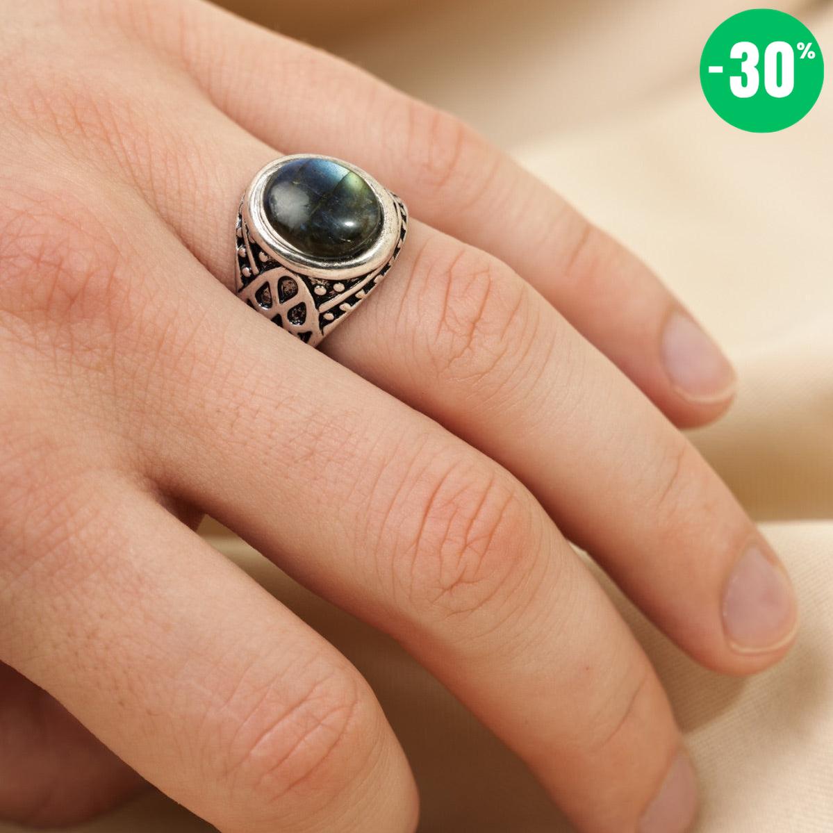 Bague de style antique en Labradorite (taille ajustable)