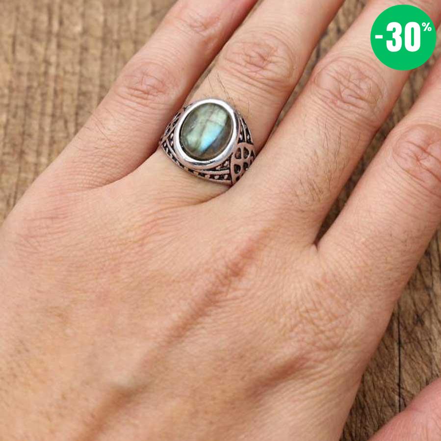Bague de style antique en Labradorite (taille ajustable)