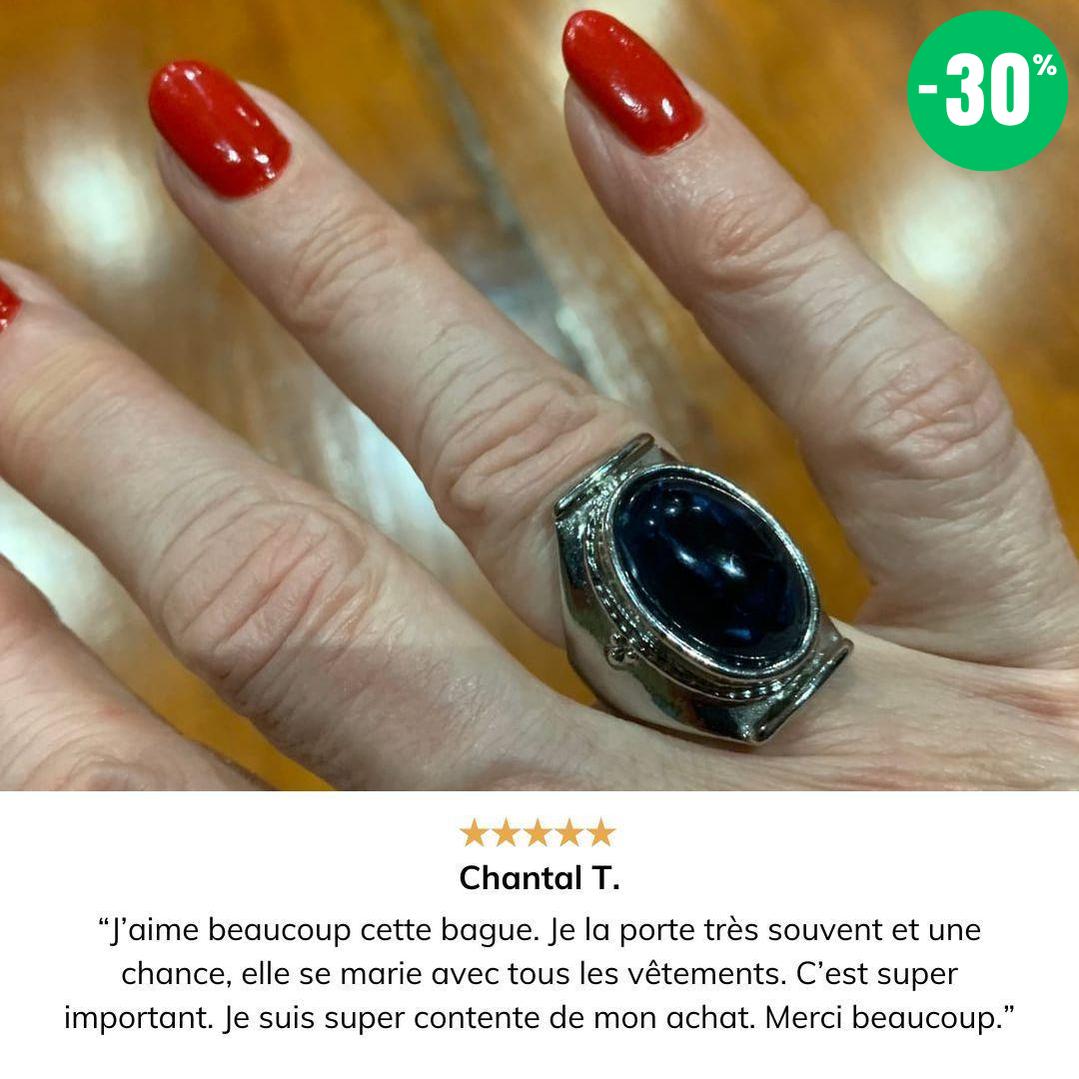 Bague de style antique en Labradorite (taille ajustable)