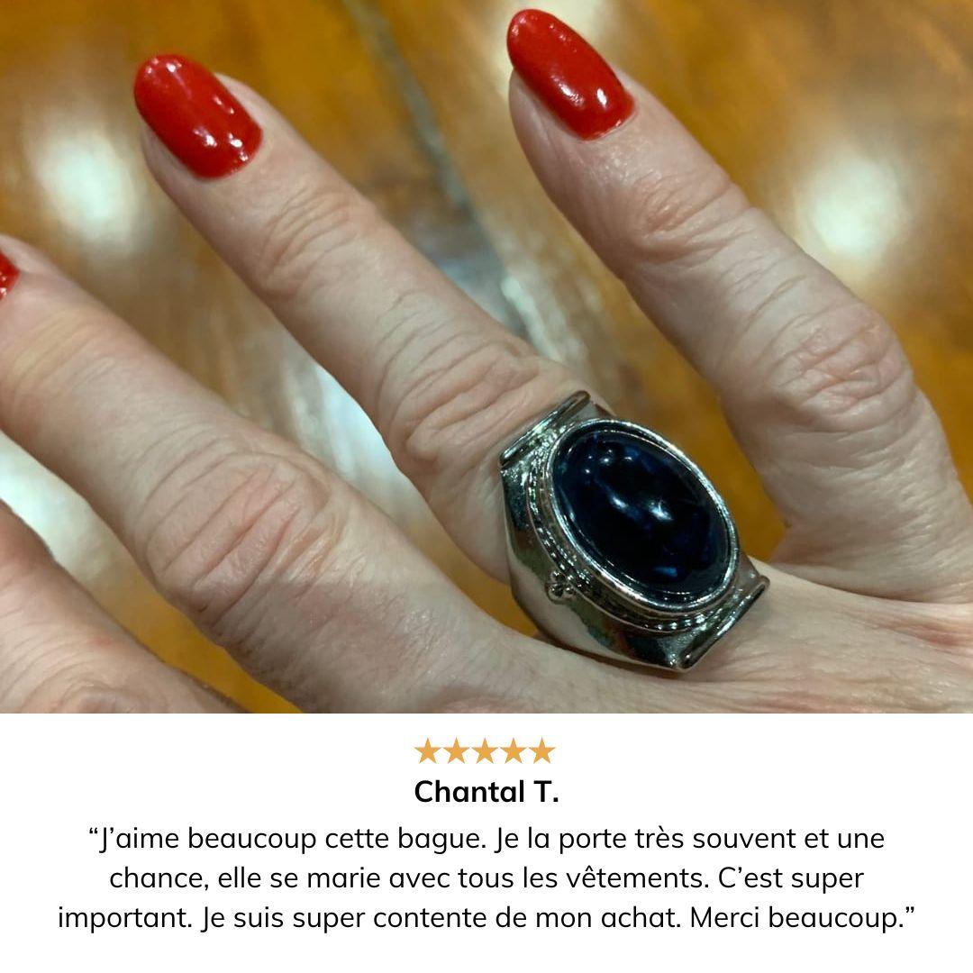 Bague de style antique en Labradorite (taille ajustable)