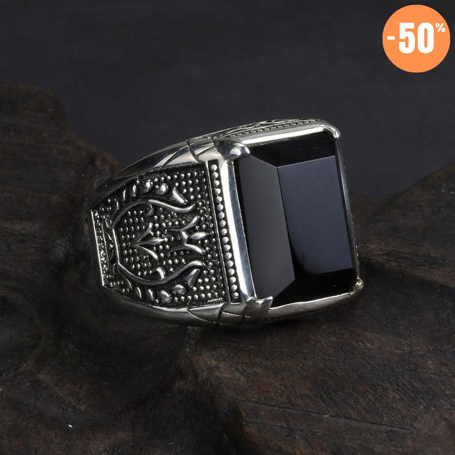 Bague en Argent 925 et Obsidienne