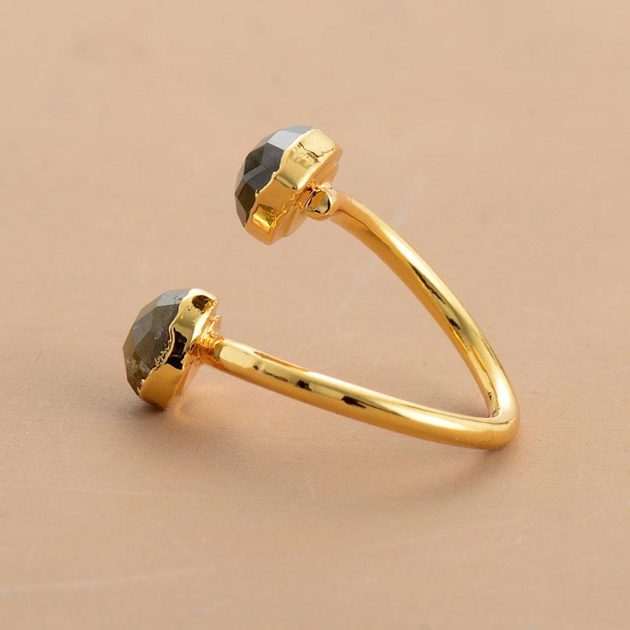 Bague réglable deux pierres en Labradorites