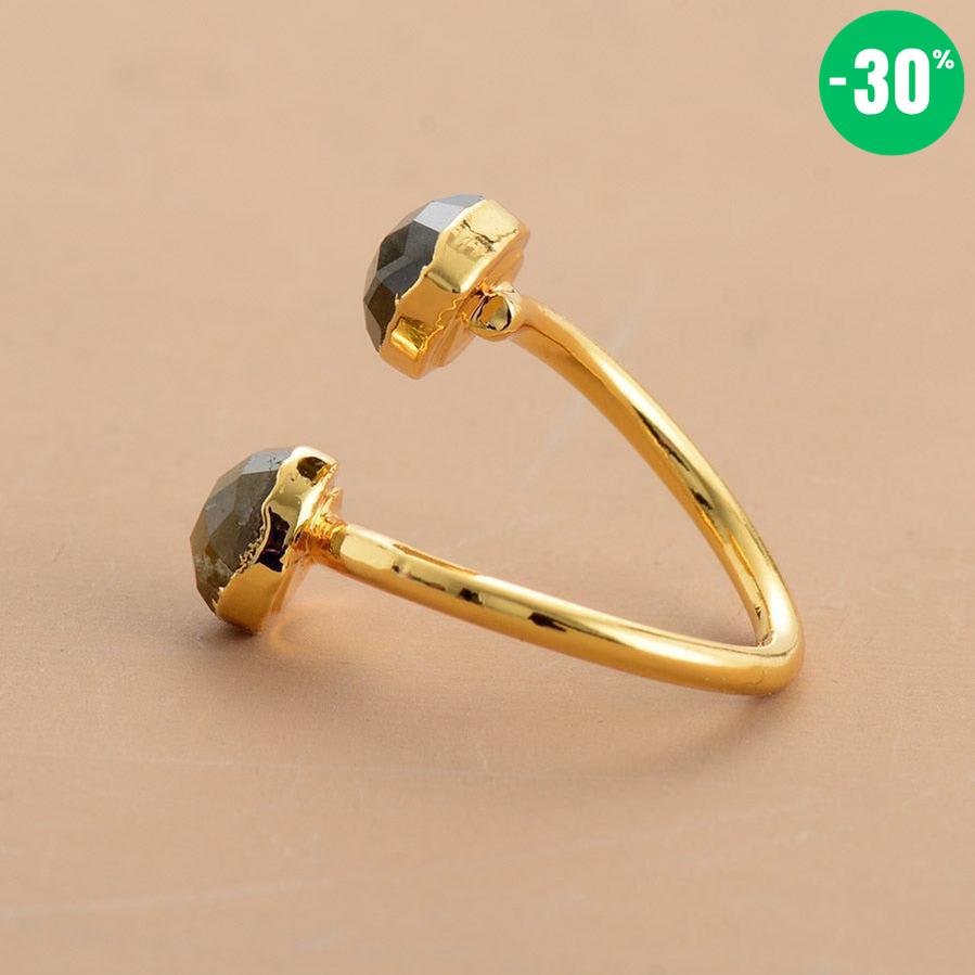 Bague réglable deux pierres en Labradorites