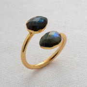 Bague réglable deux pierres en Labradorites