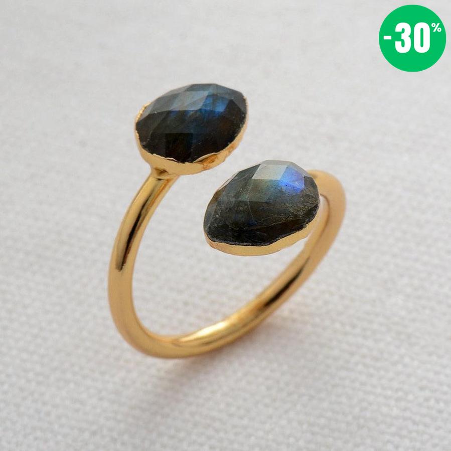Bague réglable deux pierres en Labradorites