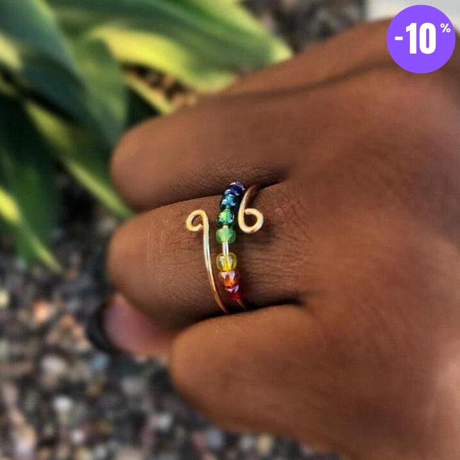 Bagues des 7 chakras en perles de verre