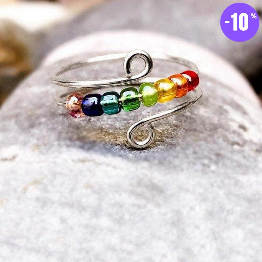 Bagues des 7 chakras en perles de verre
