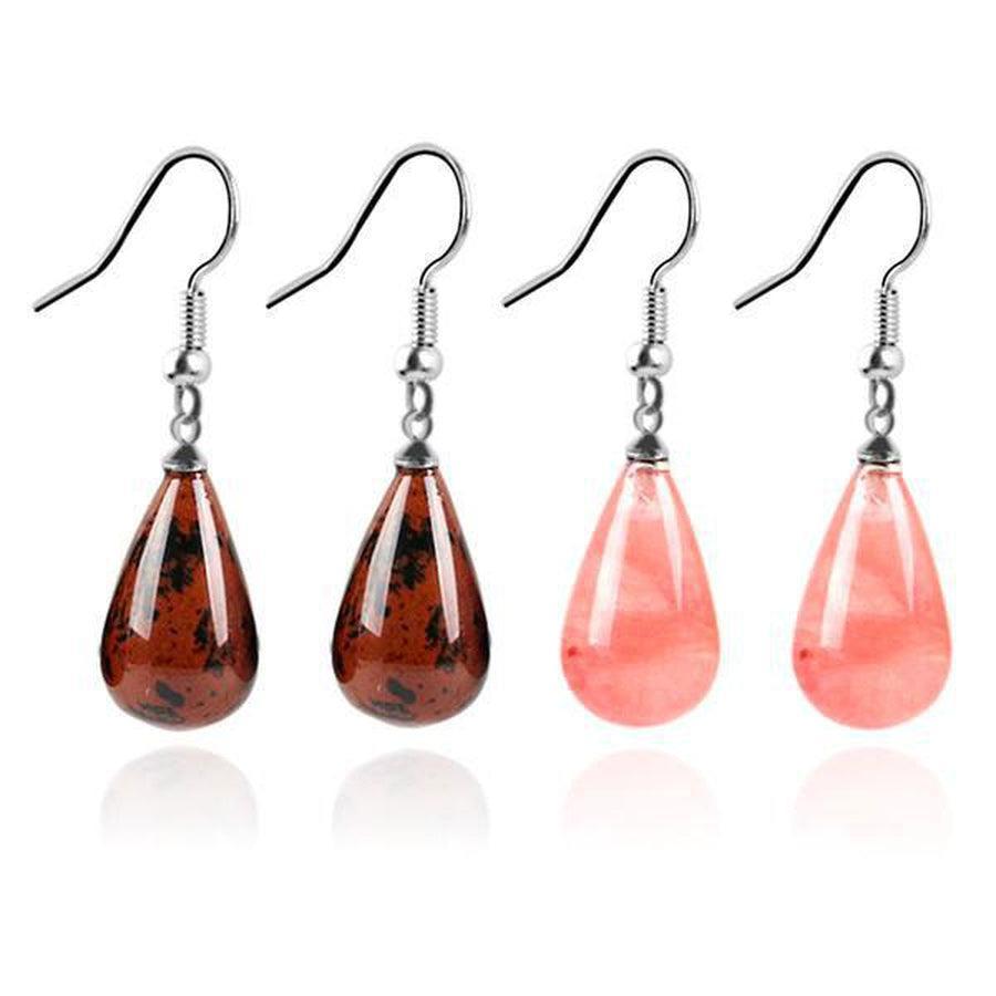 Boucles d'oreille en forme de goutte d'eau (pierre au choix)
