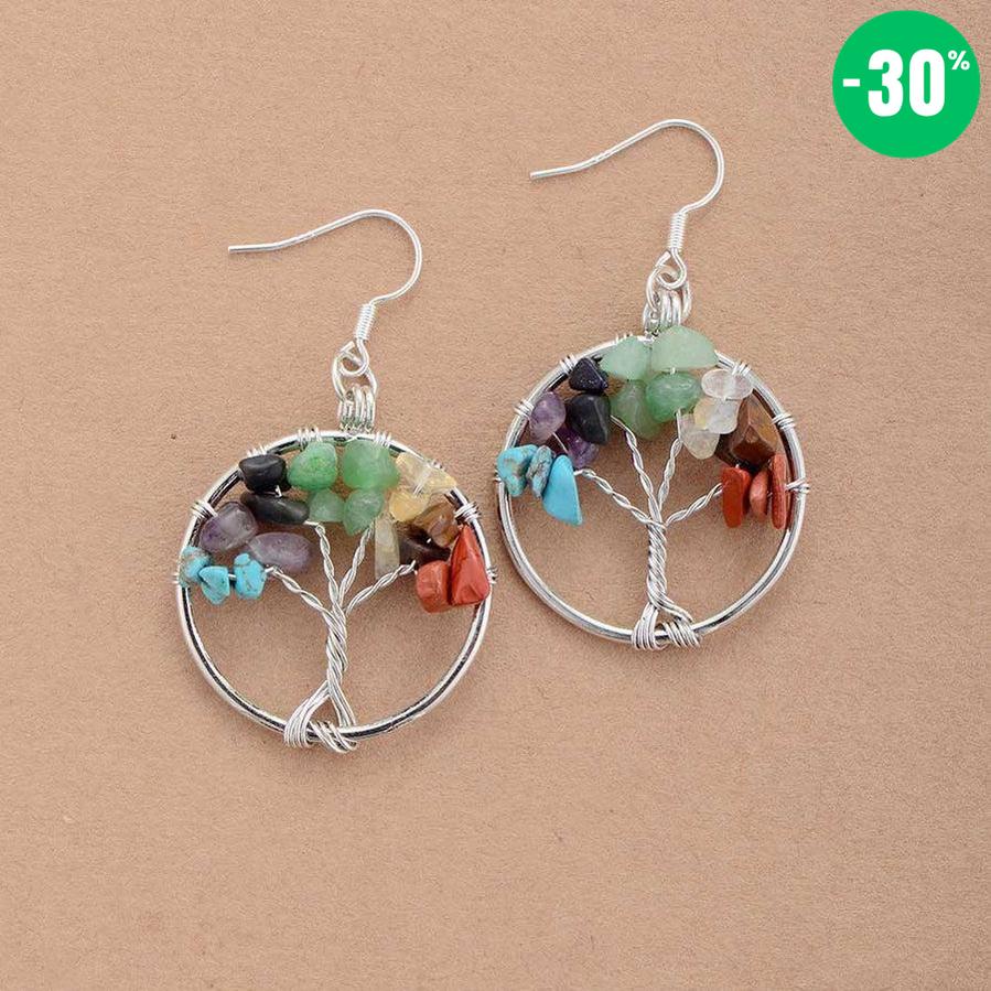 Boucles d’oreilles « Arbre de vie des 7 Chakras »