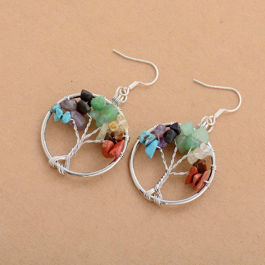 Boucles d’oreilles « Arbre de vie des 7 Chakras »