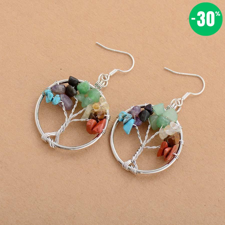Boucles d’oreilles « Arbre de vie des 7 Chakras »