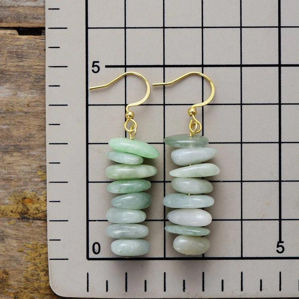 Boucles d'oreilles ethniques en pierres de Jade