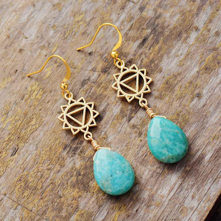 Boucles d’oreilles géométriques en Amazonite