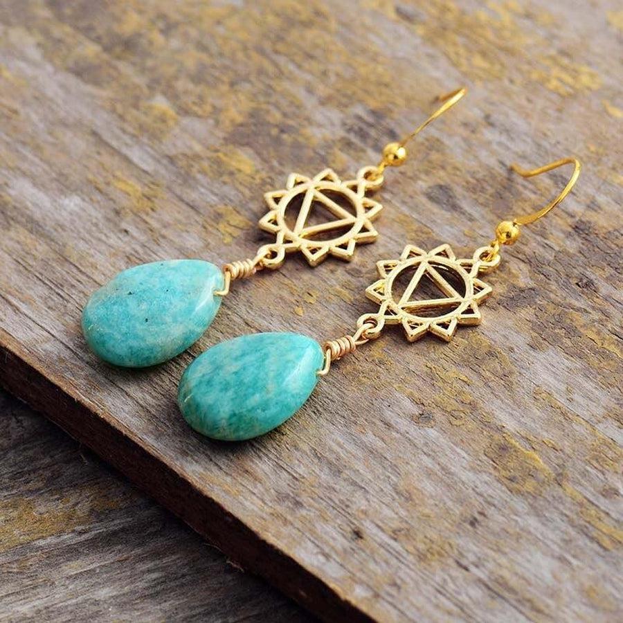 Boucles d’oreilles géométriques en Amazonite