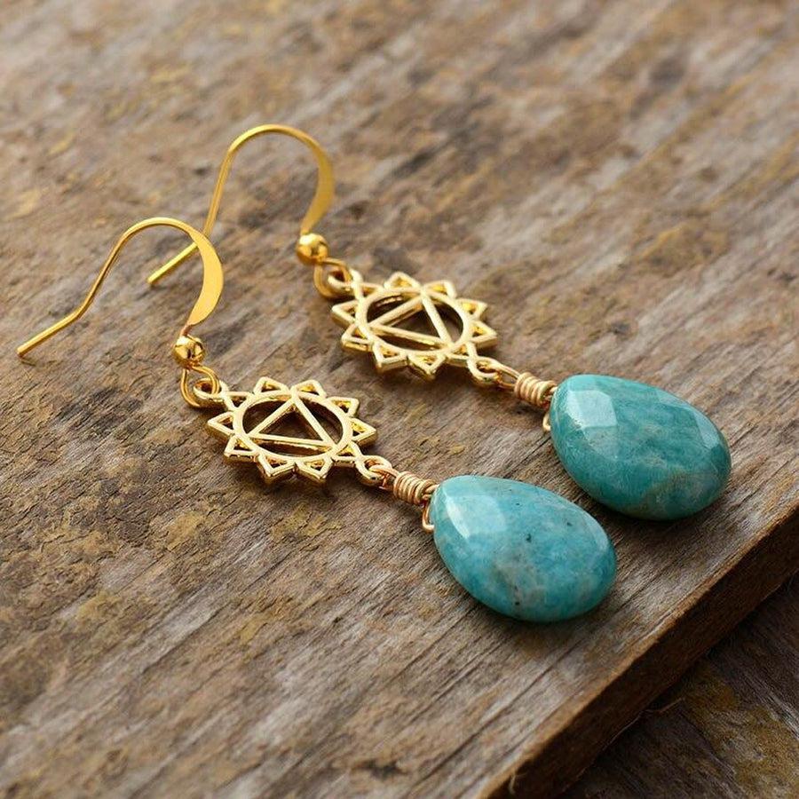 Boucles d’oreilles géométriques en Amazonite