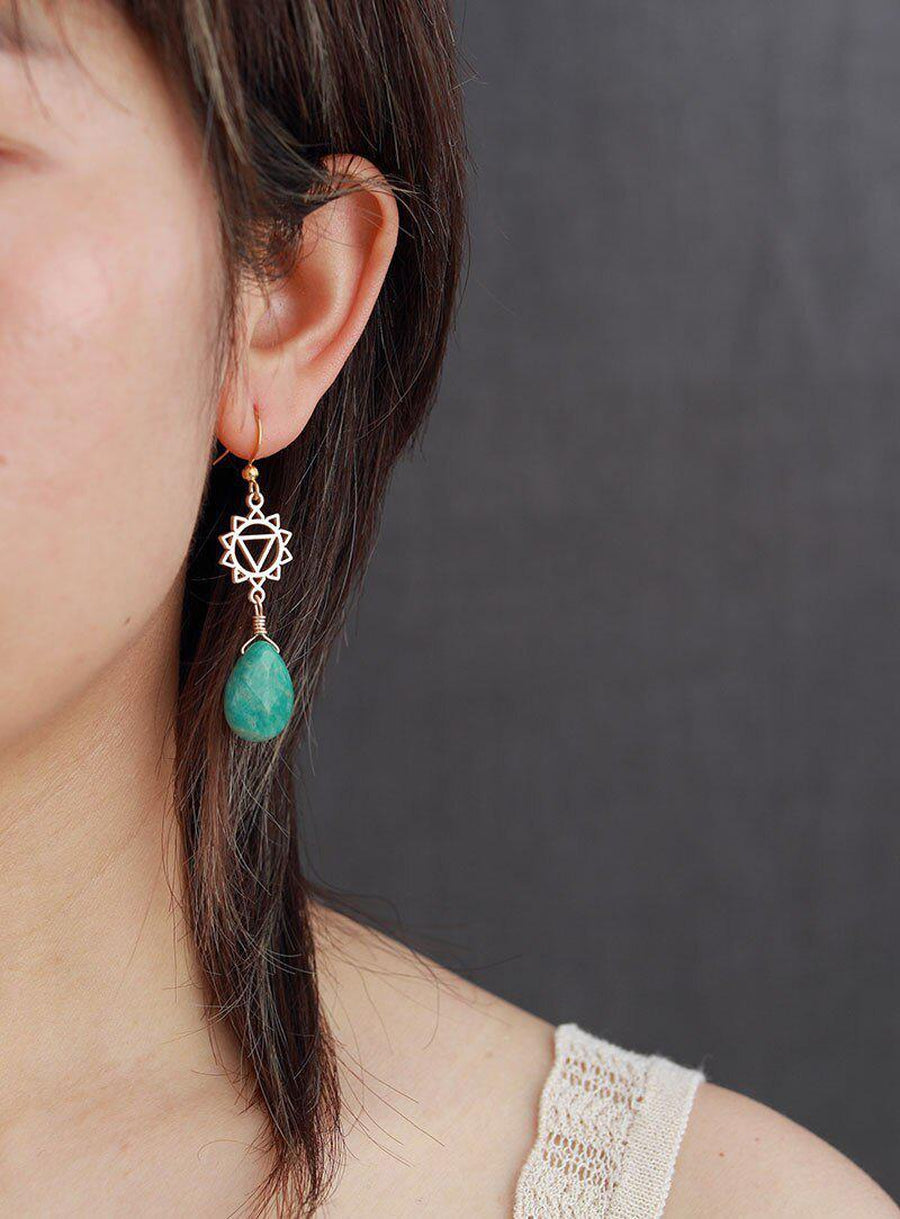 Boucles d’oreilles géométriques en Amazonite