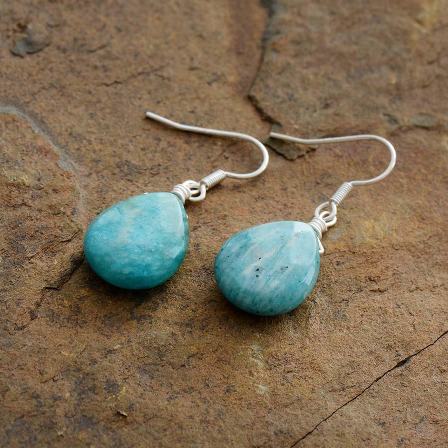 Boucles d’oreilles goutte d’eau en Amazonite