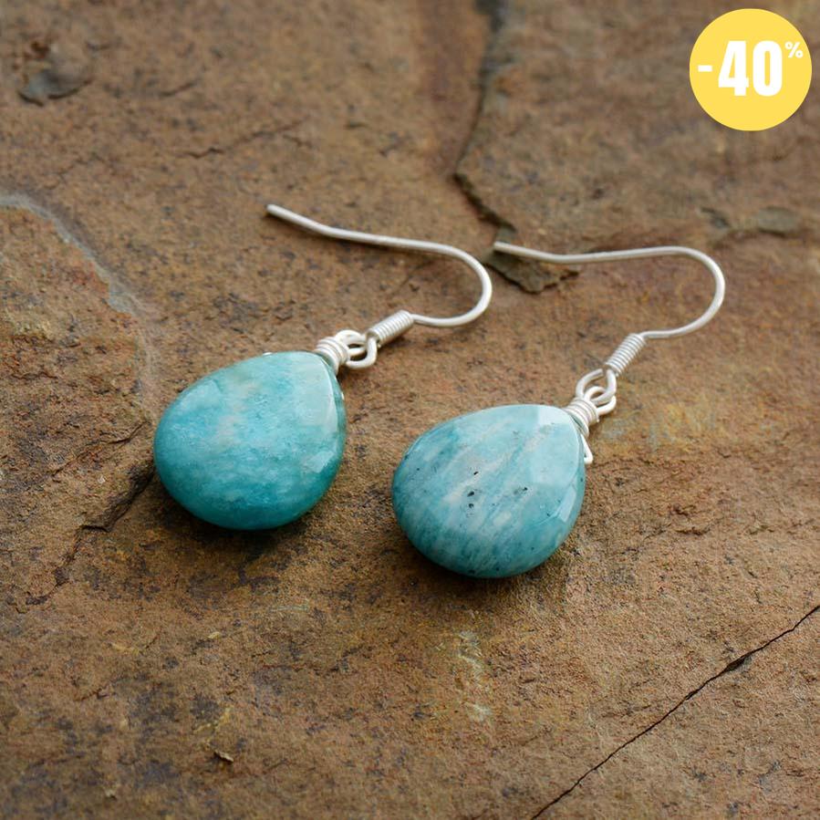 Boucles d’oreilles goutte d’eau en Amazonite