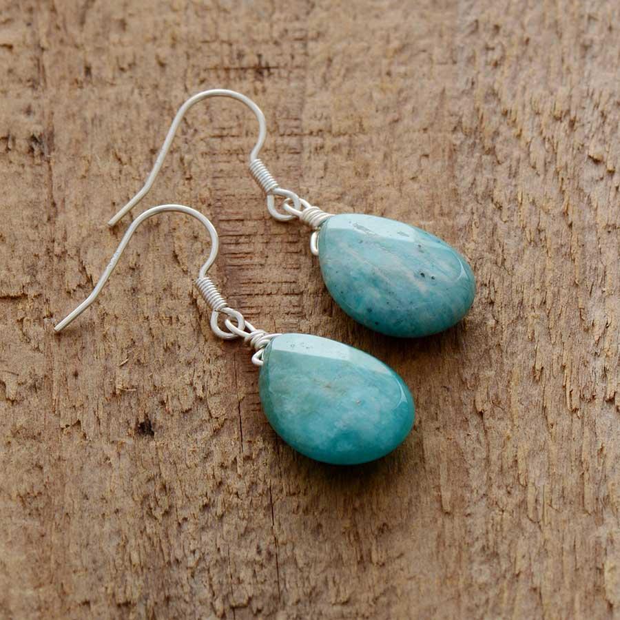 Boucles d’oreilles goutte d’eau en Amazonite