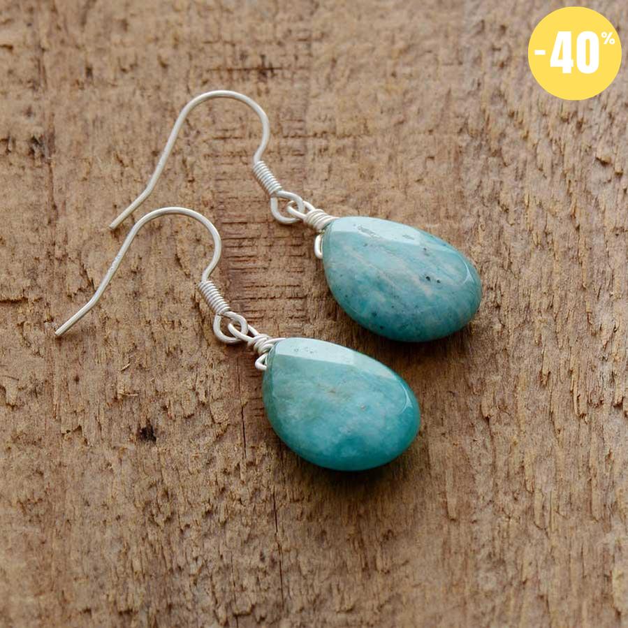 Boucles d’oreilles goutte d’eau en Amazonite