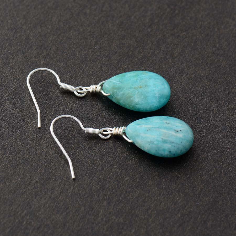 Boucles d’oreilles goutte d’eau en Amazonite