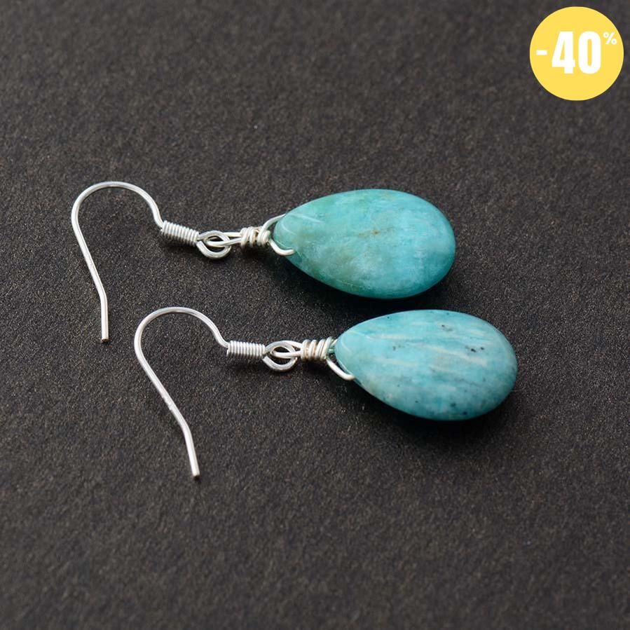 Boucles d’oreilles goutte d’eau en Amazonite