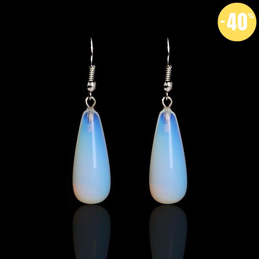 Boucles d’oreilles goutte d’eau «Vitalité et Intuition» en Opalite