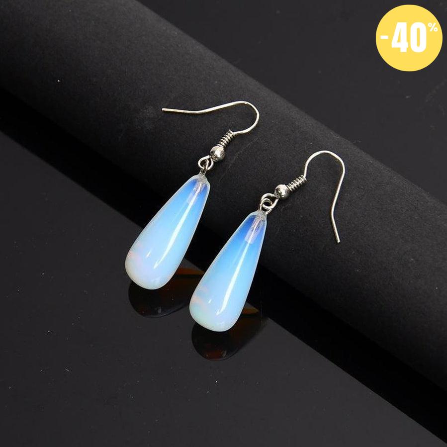 Boucles d’oreilles goutte d’eau «Vitalité et Intuition» en Opalite