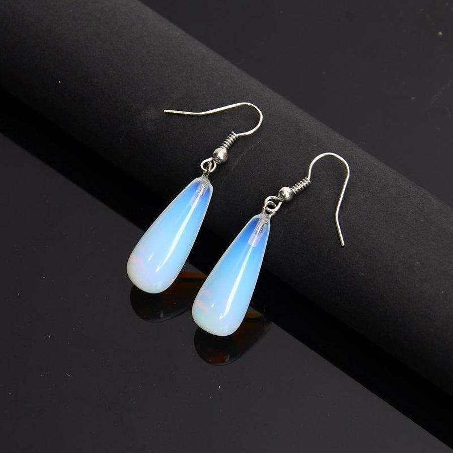 Boucles d’oreilles goutte d’eau «Vitalité et Intuition» en Opalite