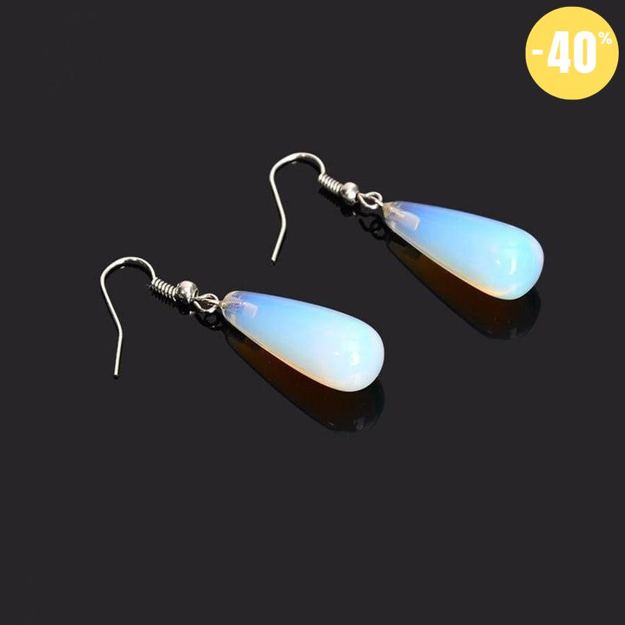 Boucles d’oreilles goutte d’eau «Vitalité et Intuition» en Opalite