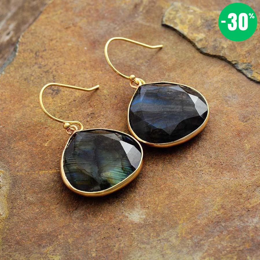 Boucles d’oreilles pendantes en Labradorite