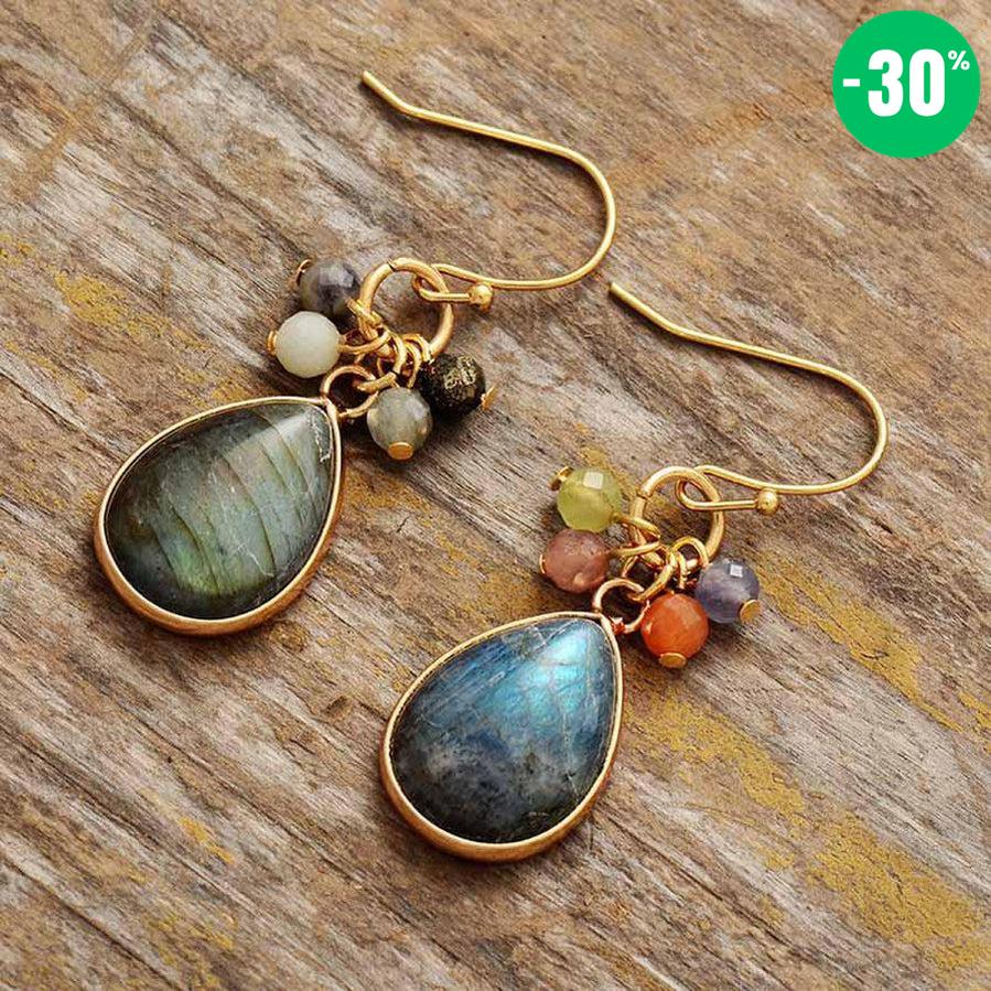 Boucles d’oreilles pendantes en Labradorite