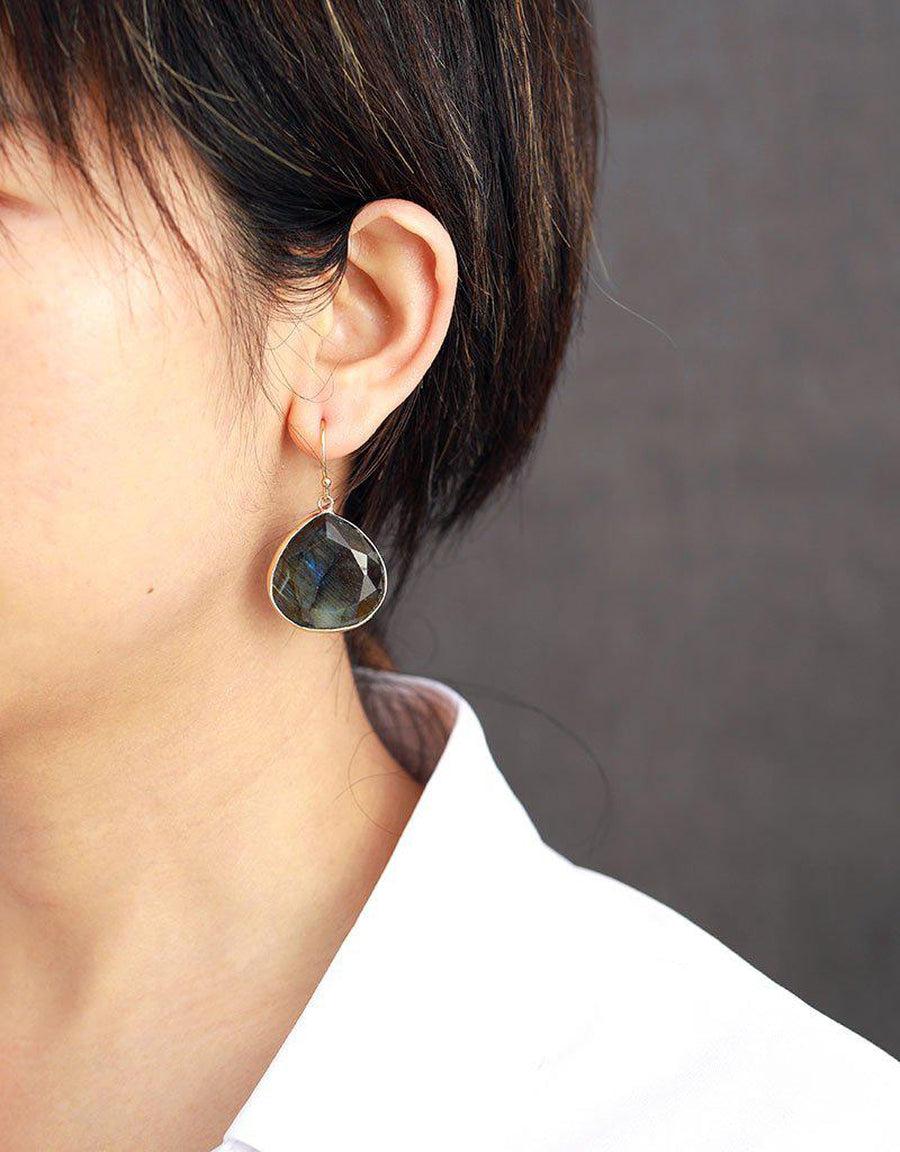 Boucles d’oreilles pendantes en Labradorite