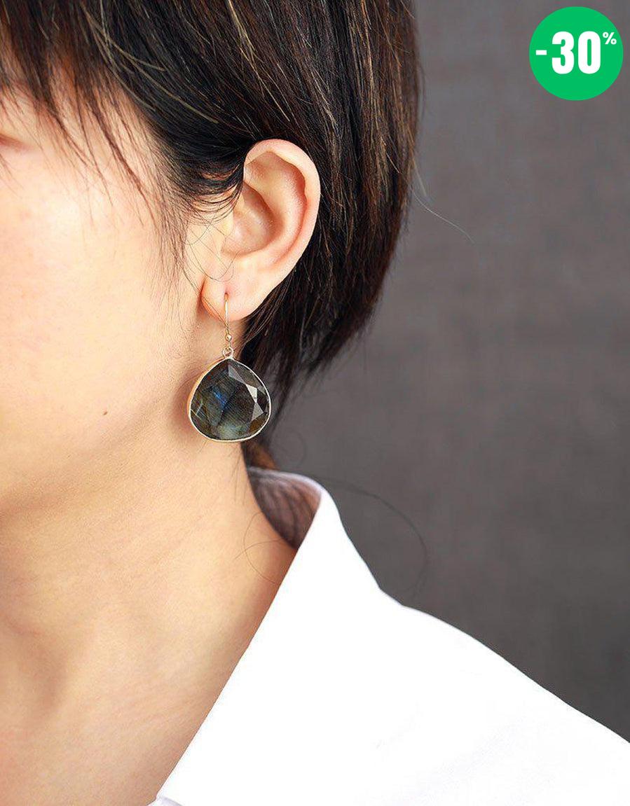 Boucles d’oreilles pendantes en Labradorite