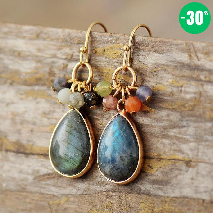 Boucles d’oreilles pendantes en Labradorite