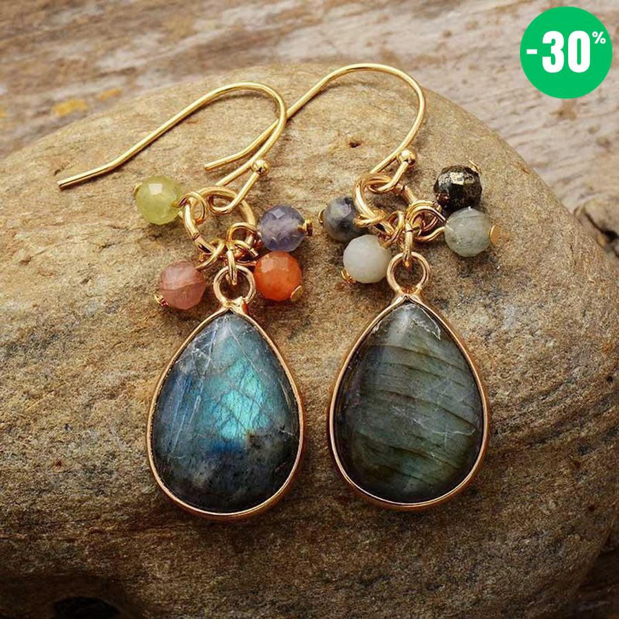 Boucles d’oreilles pendantes en Labradorite