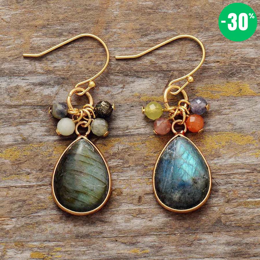 Boucles d’oreilles pendantes en Labradorite