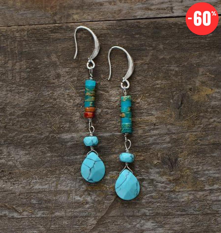 Boucles d'oreilles pendantes «estime de soi» en turquoise