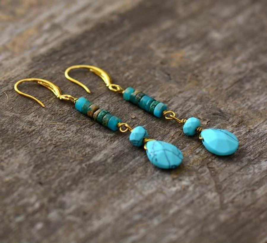 Boucles d'oreilles pendantes «estime de soi» en turquoise