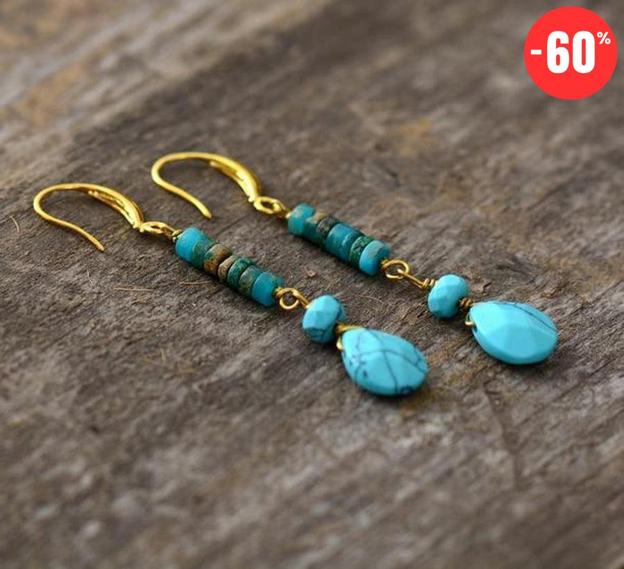 Boucles d'oreilles pendantes «estime de soi» en turquoise